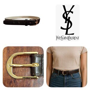 Yves Saint Laurent Vintage Brown Leather Women's Belt Size 34/85